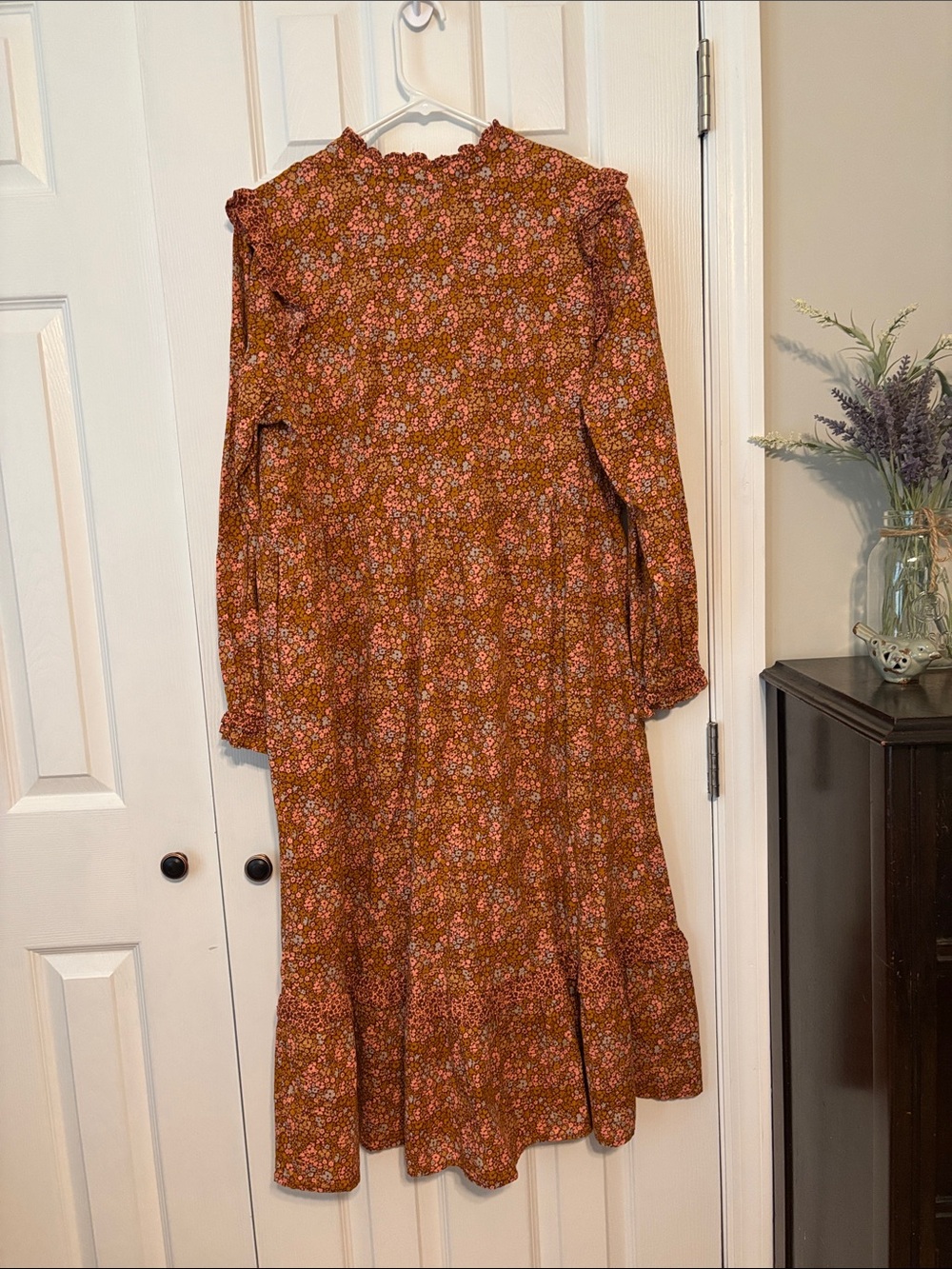 Universal Thread Rust Floral Tiered Midi Dress - Picture 2 of 5